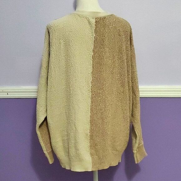 UO Sparkle & Fade Cream Two Tone Oversized Textured Buttoned Down Cardigan - Picture 5 of 11